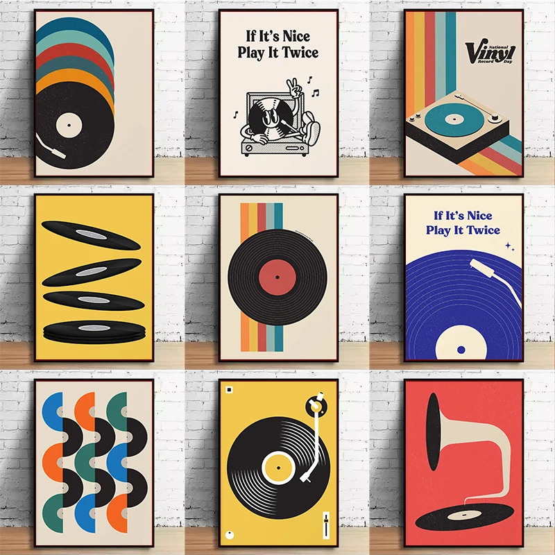 Home Decor Aesthetic Pinterest - Retro Vinyl Record Print Mid Century