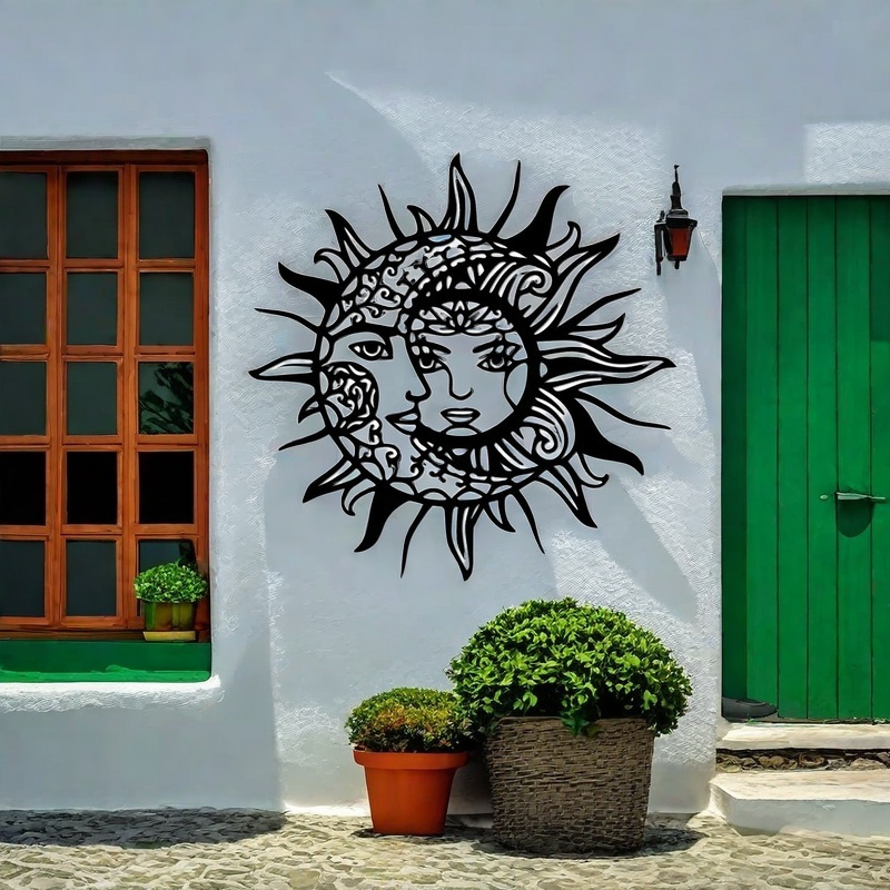 Home Decor Aesthetic Pinterest - Sun and Moon Geometric Metal Wall