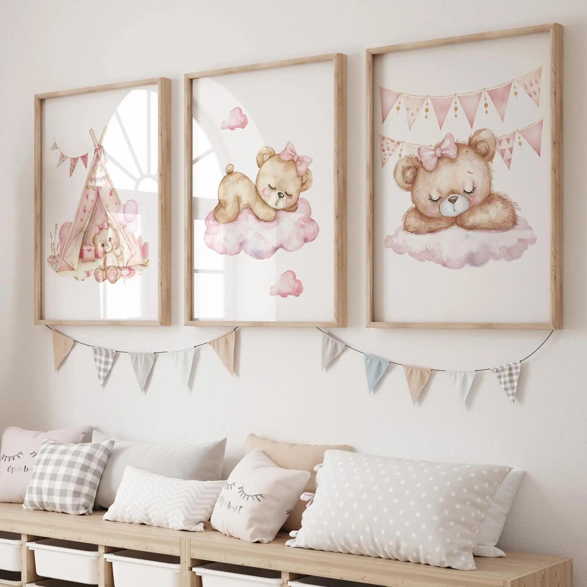 Home Decor Aesthetic - Pink Dream Bear Carousel Tent Swing