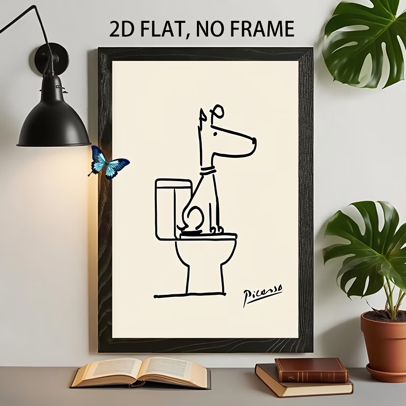 Home Decor Aesthetic - Modern,Retro Fun Dog Toilet Picasso Line