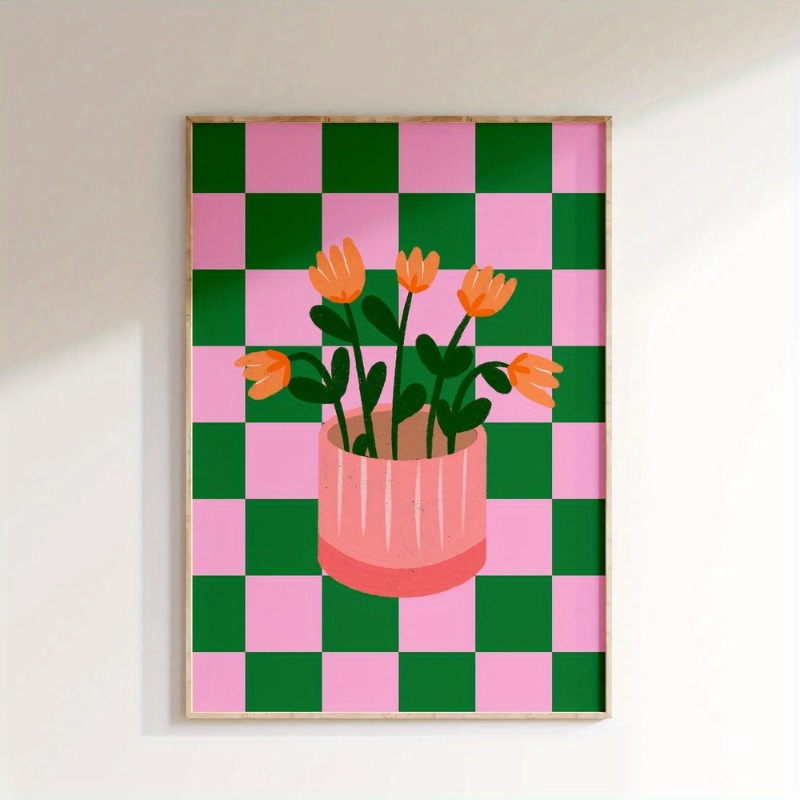 Print - Pink and Green Checker - đánh giá và giá Home Decor Aesthetic Pinterest