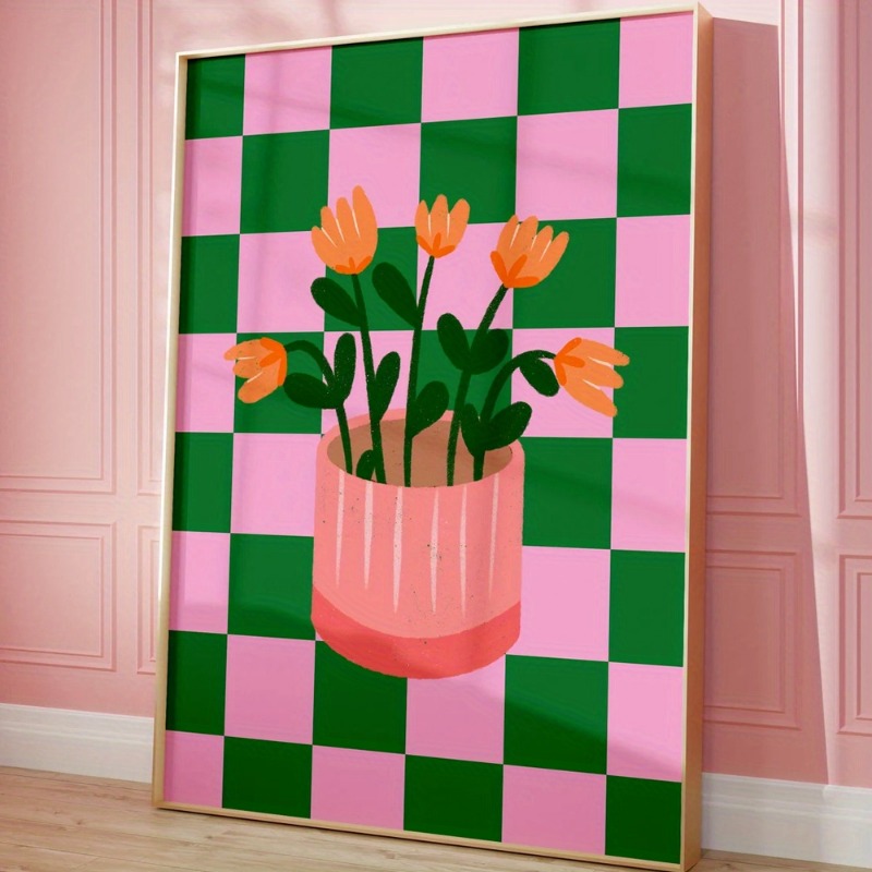 Print - Pink and Green Checker - đánh giá và giá Home Decor Aesthetic Pinterest