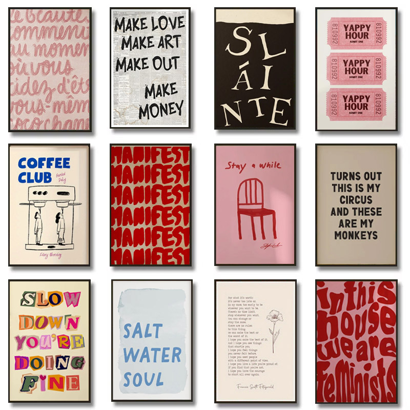 1pc Simple Trendy Text Printin - đánh giá và giá Home Decor Aesthetic Pinterest
