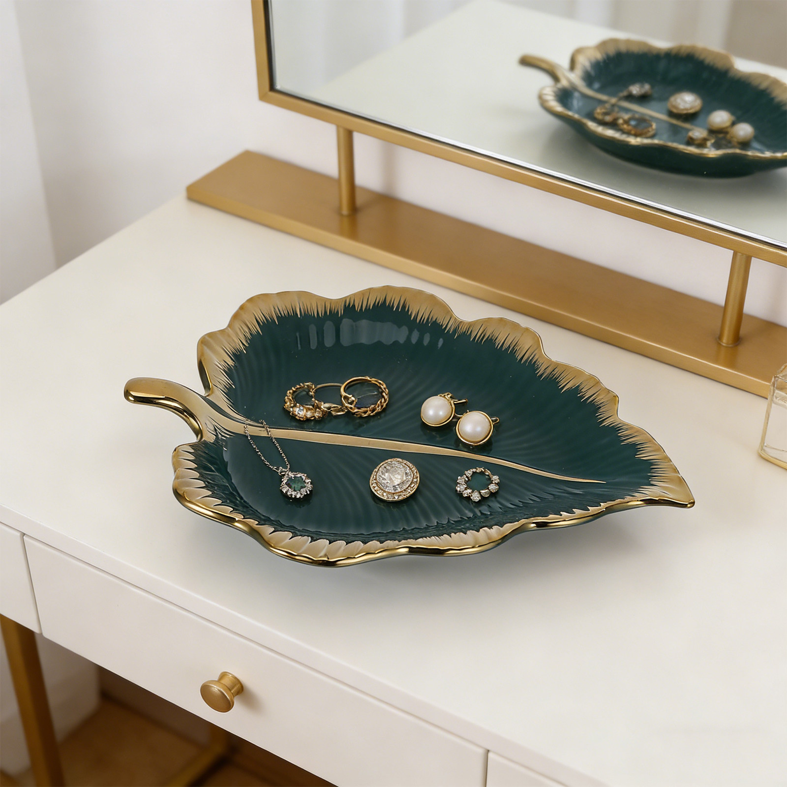 Green Ceramic Leaf Jewelry Tra - đánh giá và giá Ceramic Trinket Dish